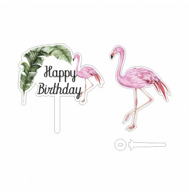 CAKE TOPPER FLAMINGO (SET)